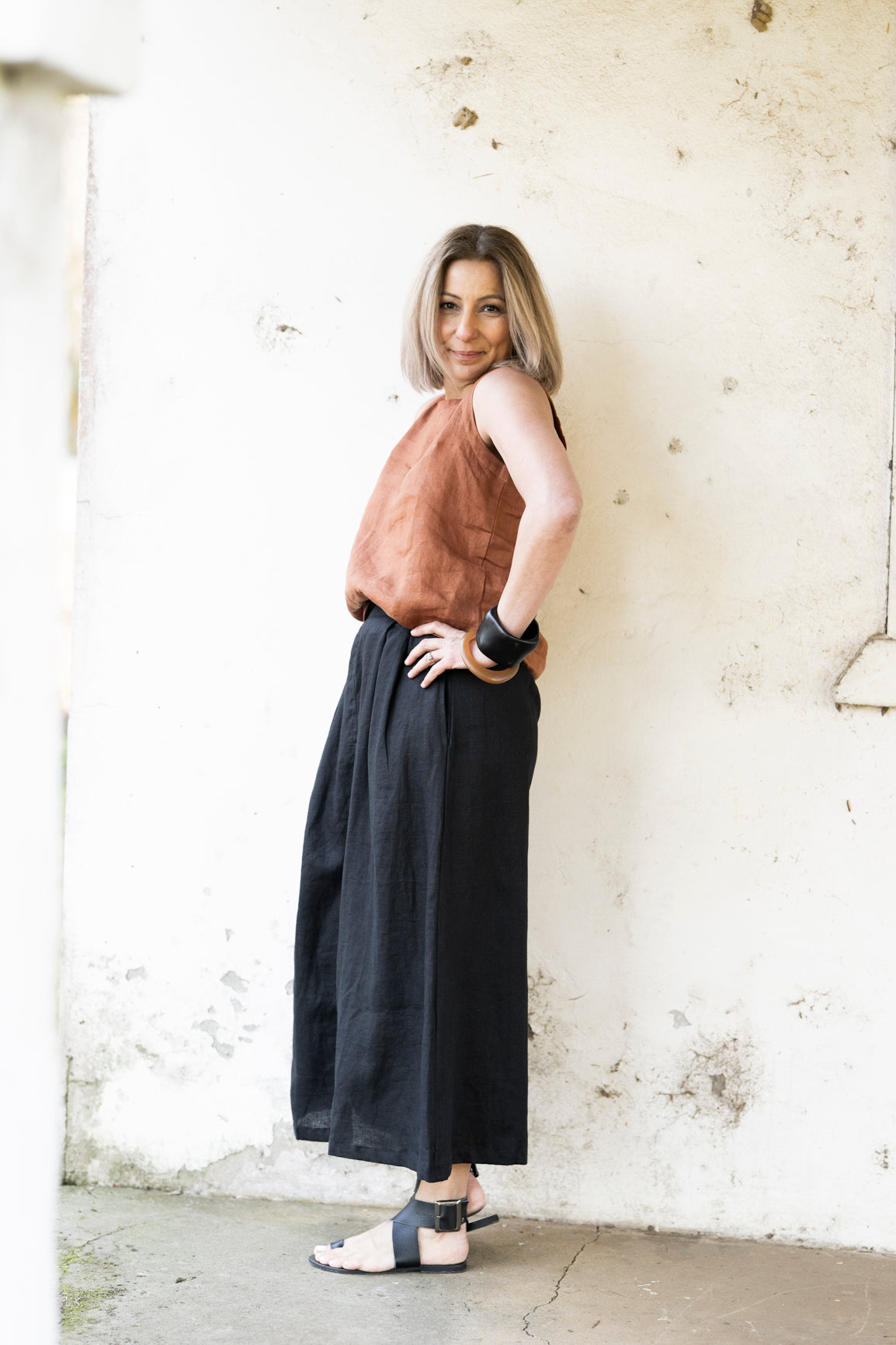 Sophie Linen Tank Top - Bronze