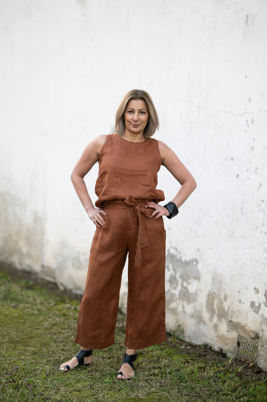 Sophie Linen Tank Top - Bronze