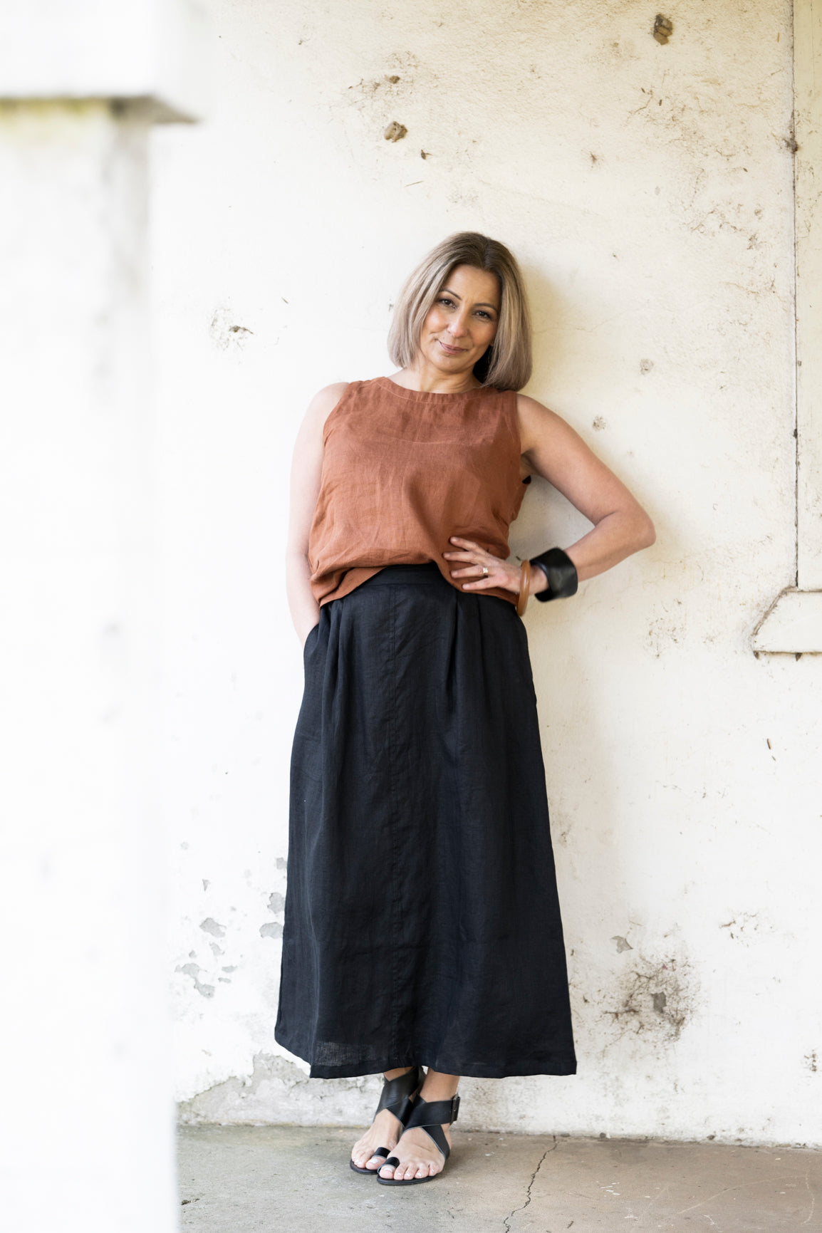 Sophie Linen Tank Top - Bronze