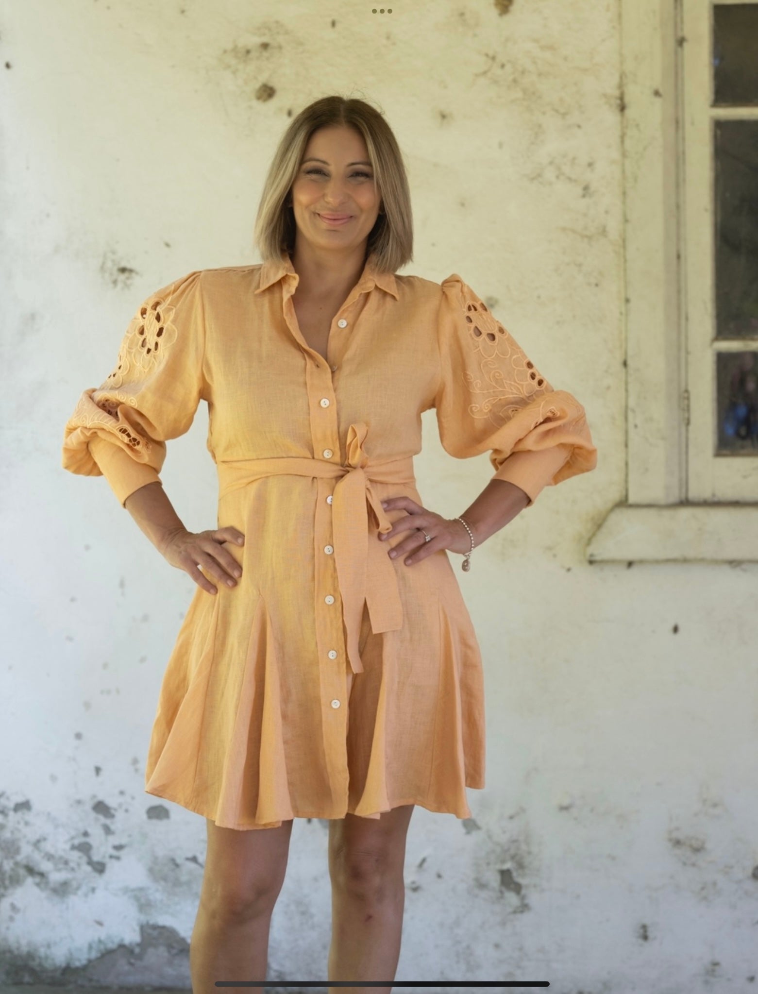 Birdie Linen Dress - Peach – Donttellmyhusband