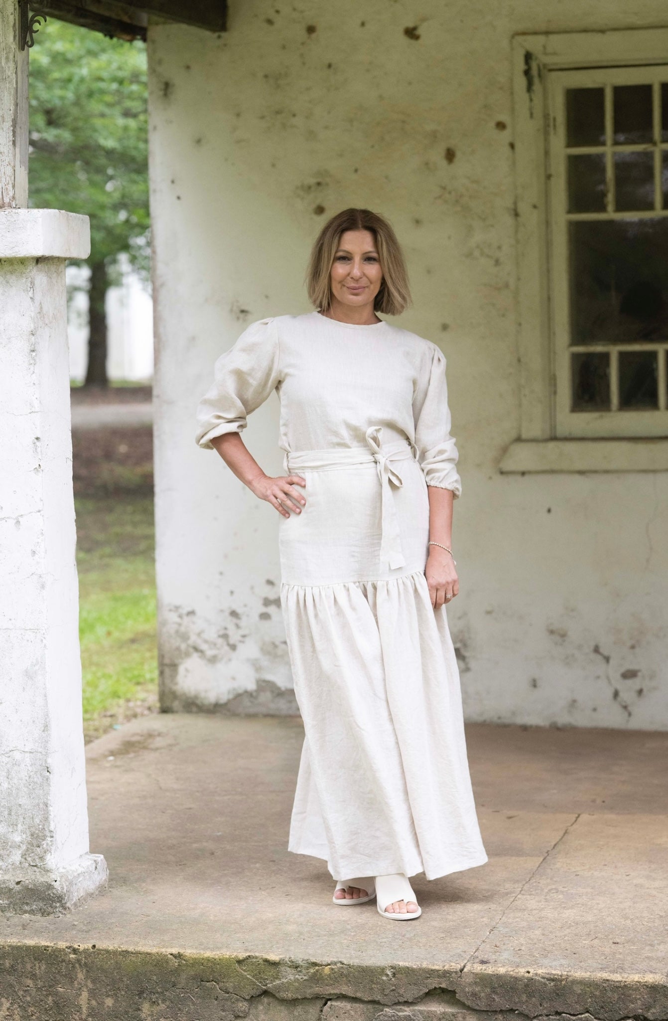 Tessa Linen Top - Ecru