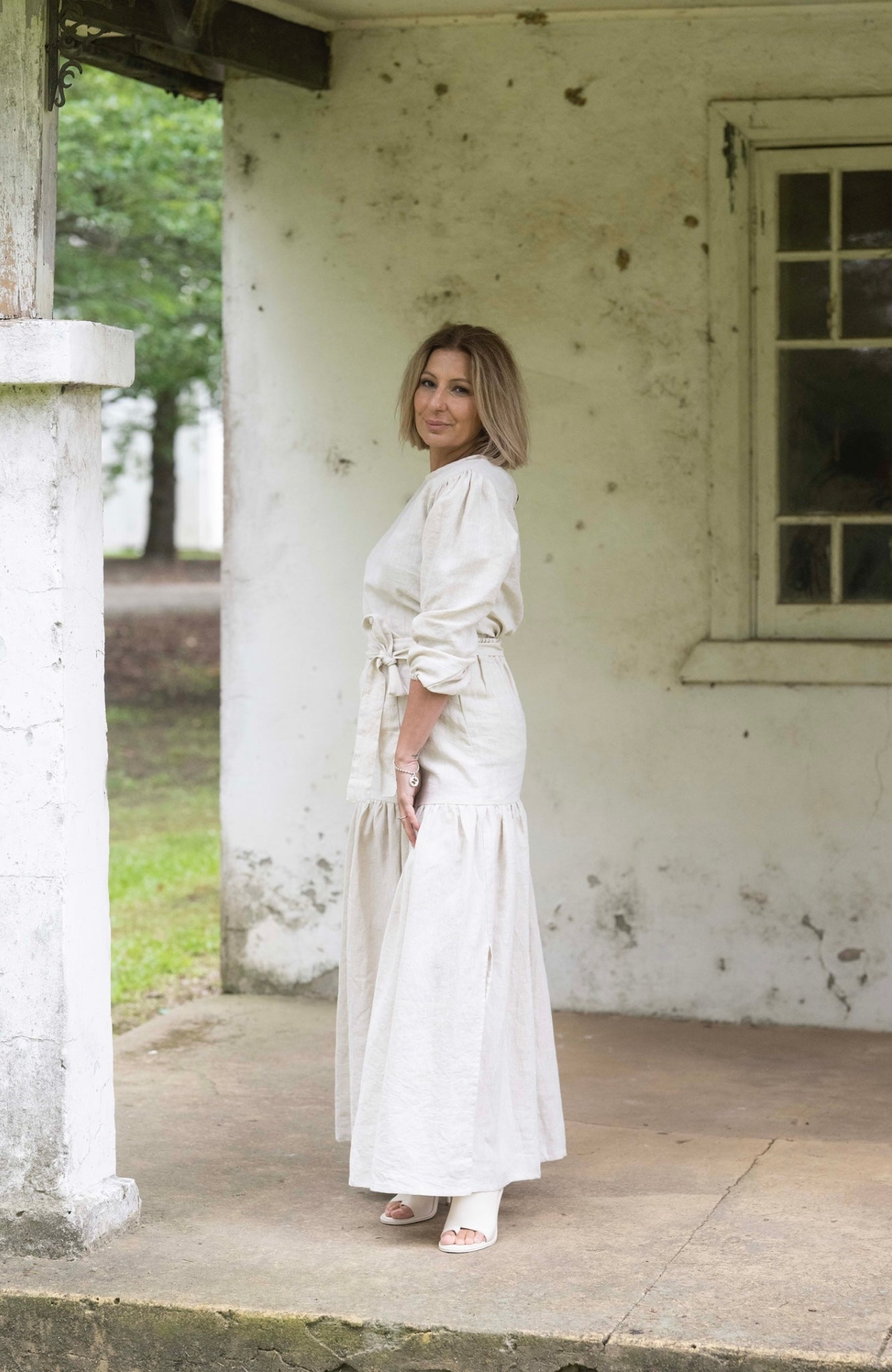 Tessa Linen Top - Ecru
