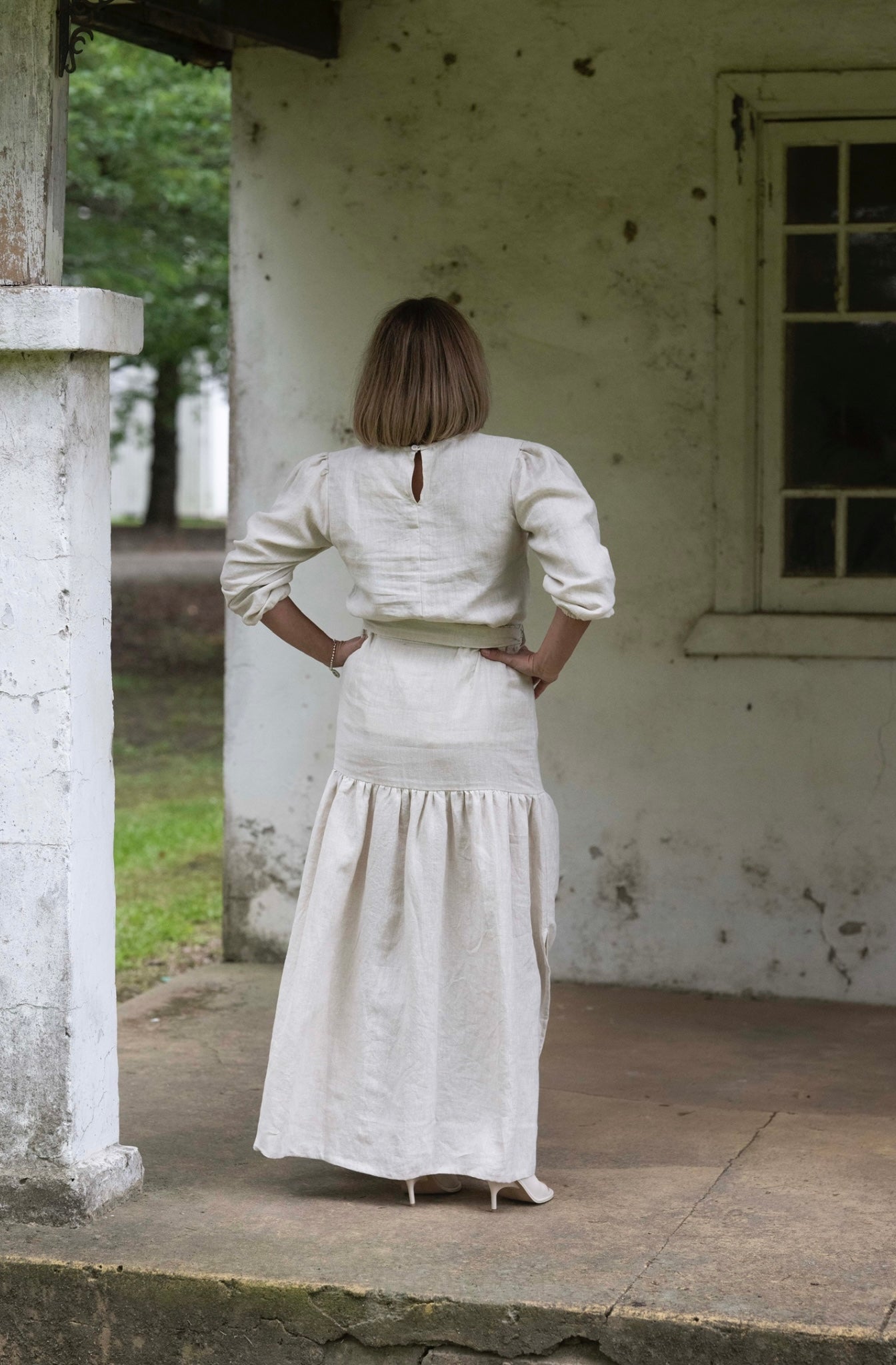 Tessa Linen Top - Ecru