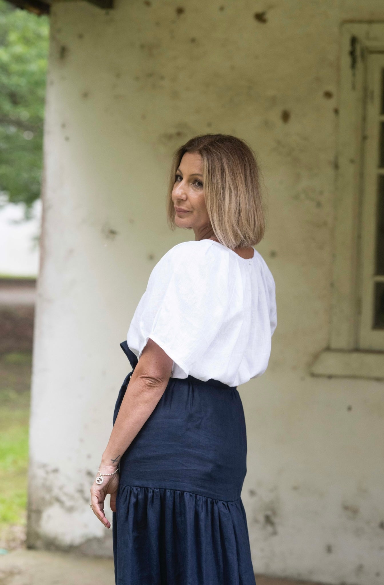 Lily Linen Top - White