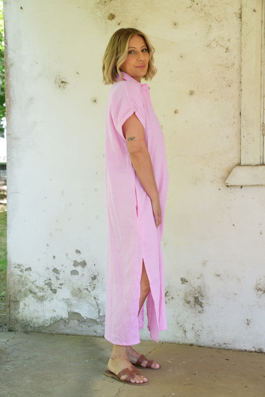 Martha Linen Dress - Pink