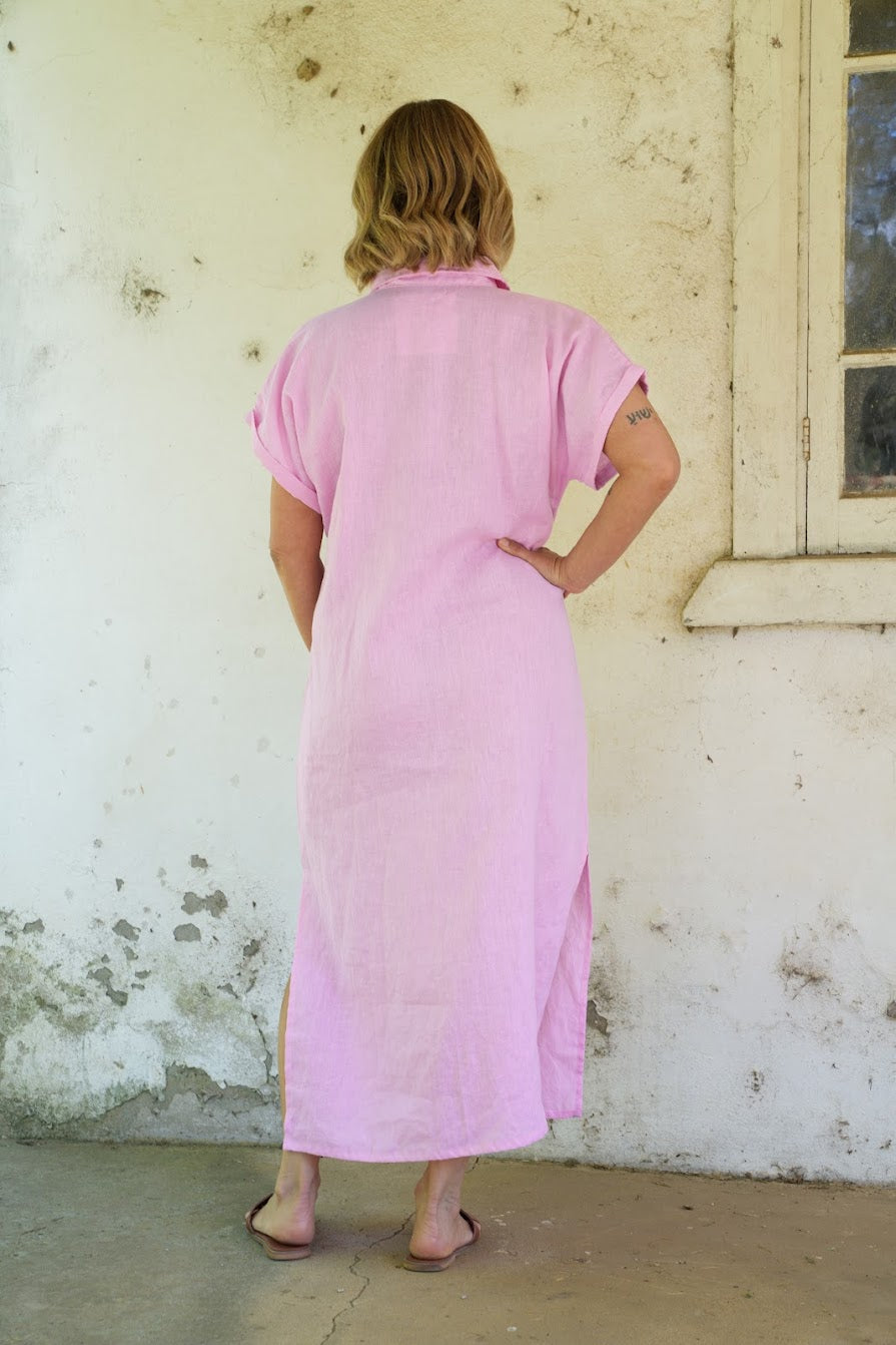 Martha Linen Dress - Pink