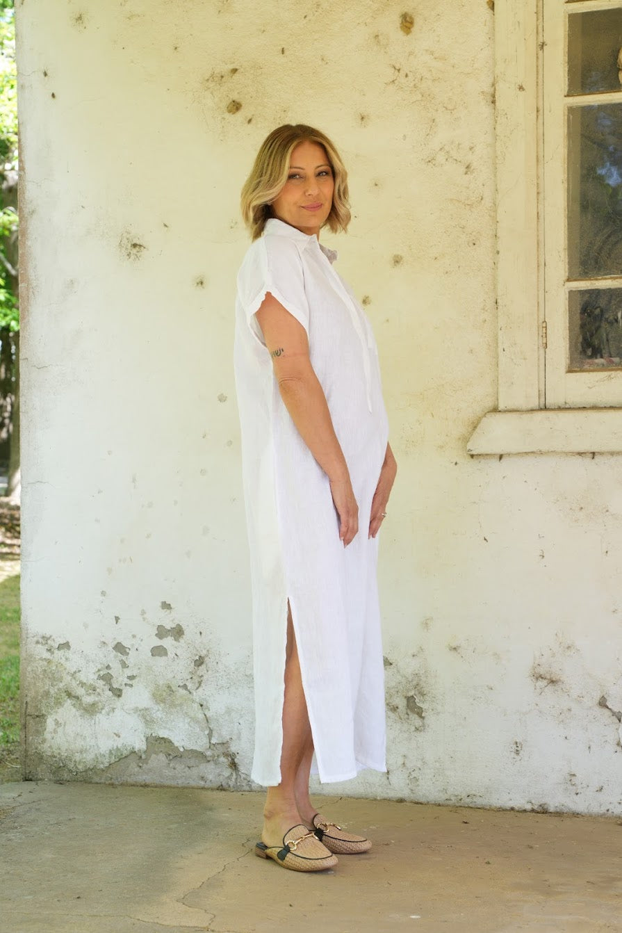 Martha Linen Dress - White