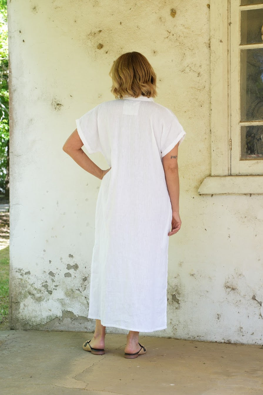 Martha Linen Dress - White