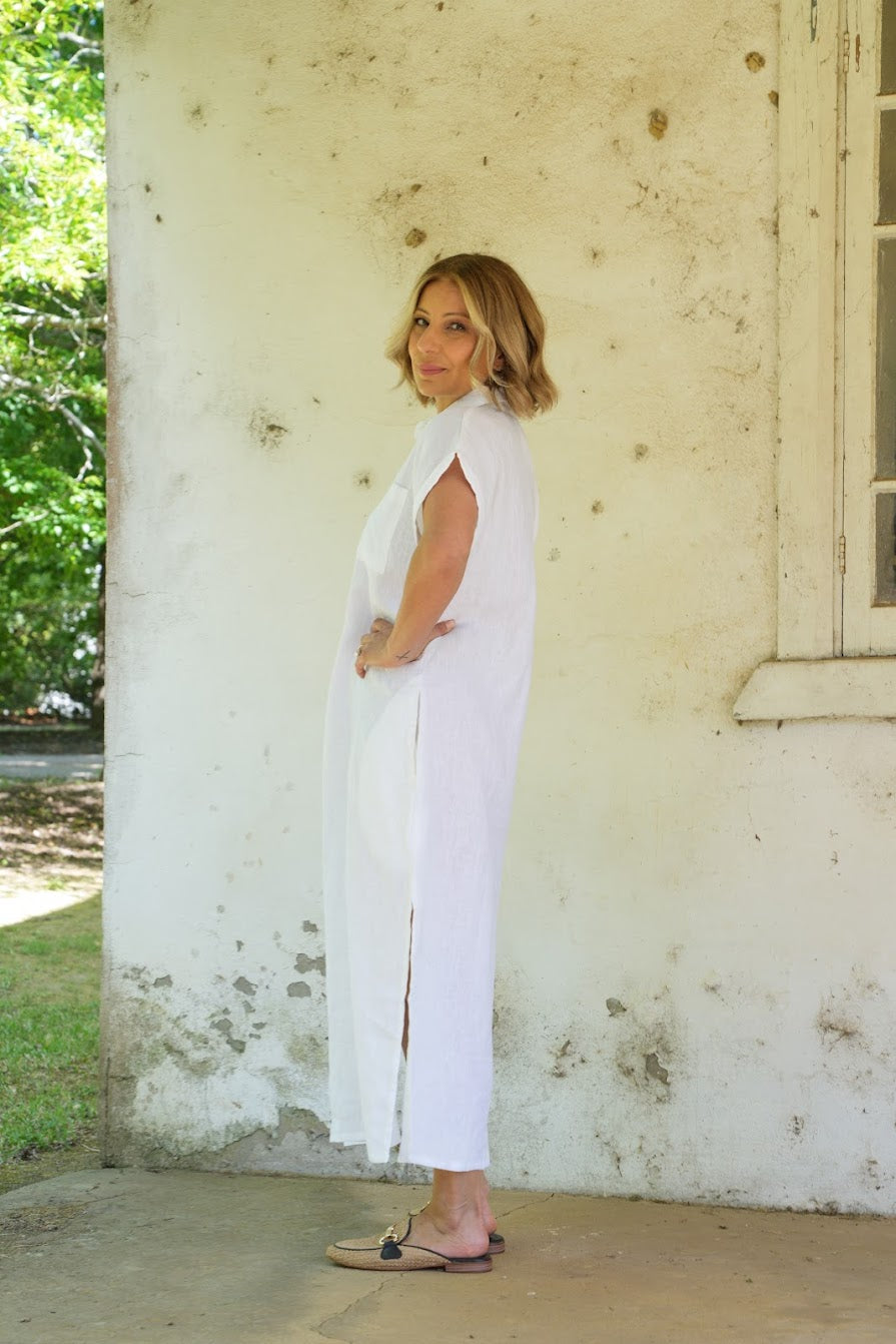 Martha Linen Dress - White