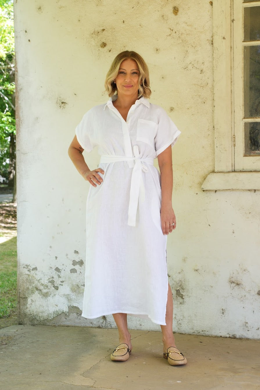 Martha Linen Dress - White