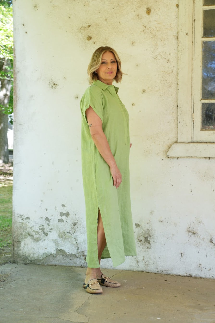 Martha Linen Dress - Sage