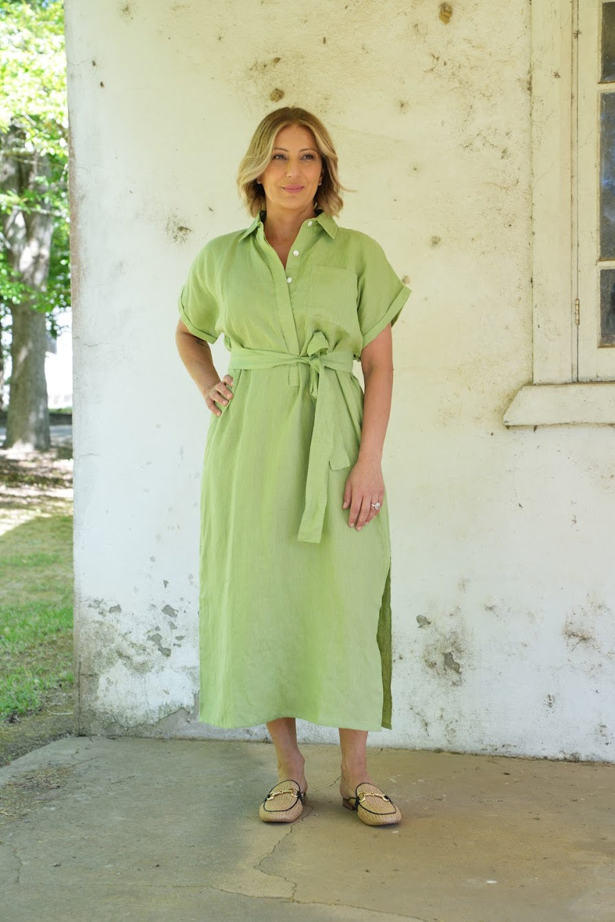 Martha Linen Dress - Sage