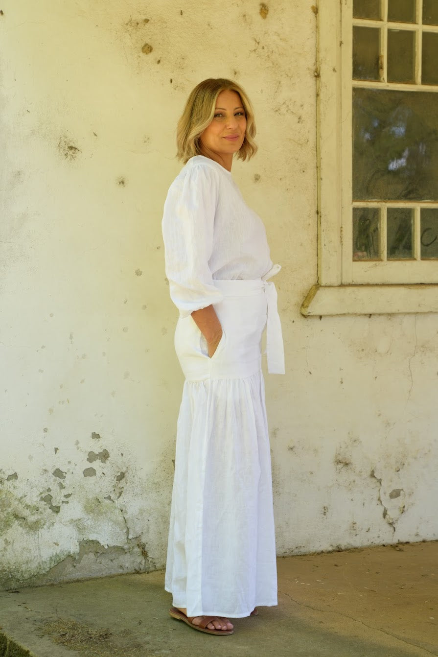 Liv Linen Skirt - White