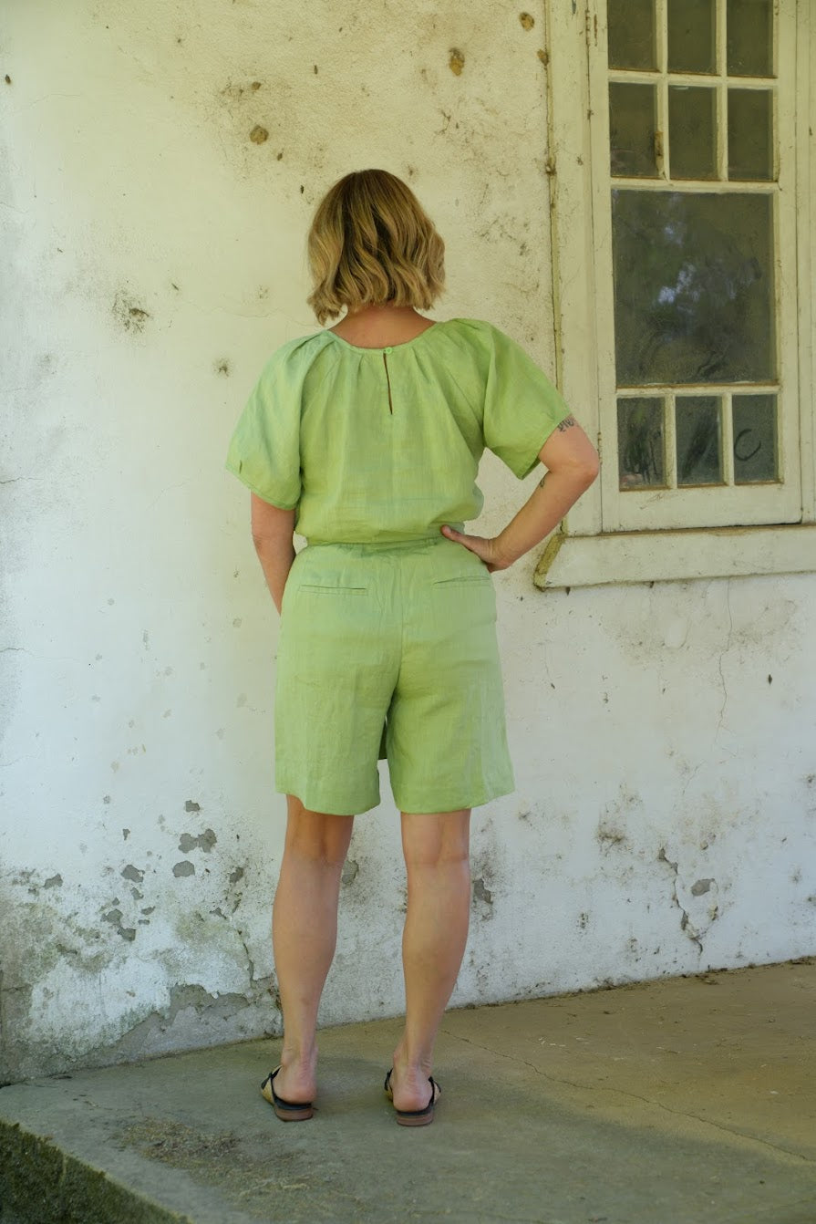 Gracie Linen Shorts - Sage