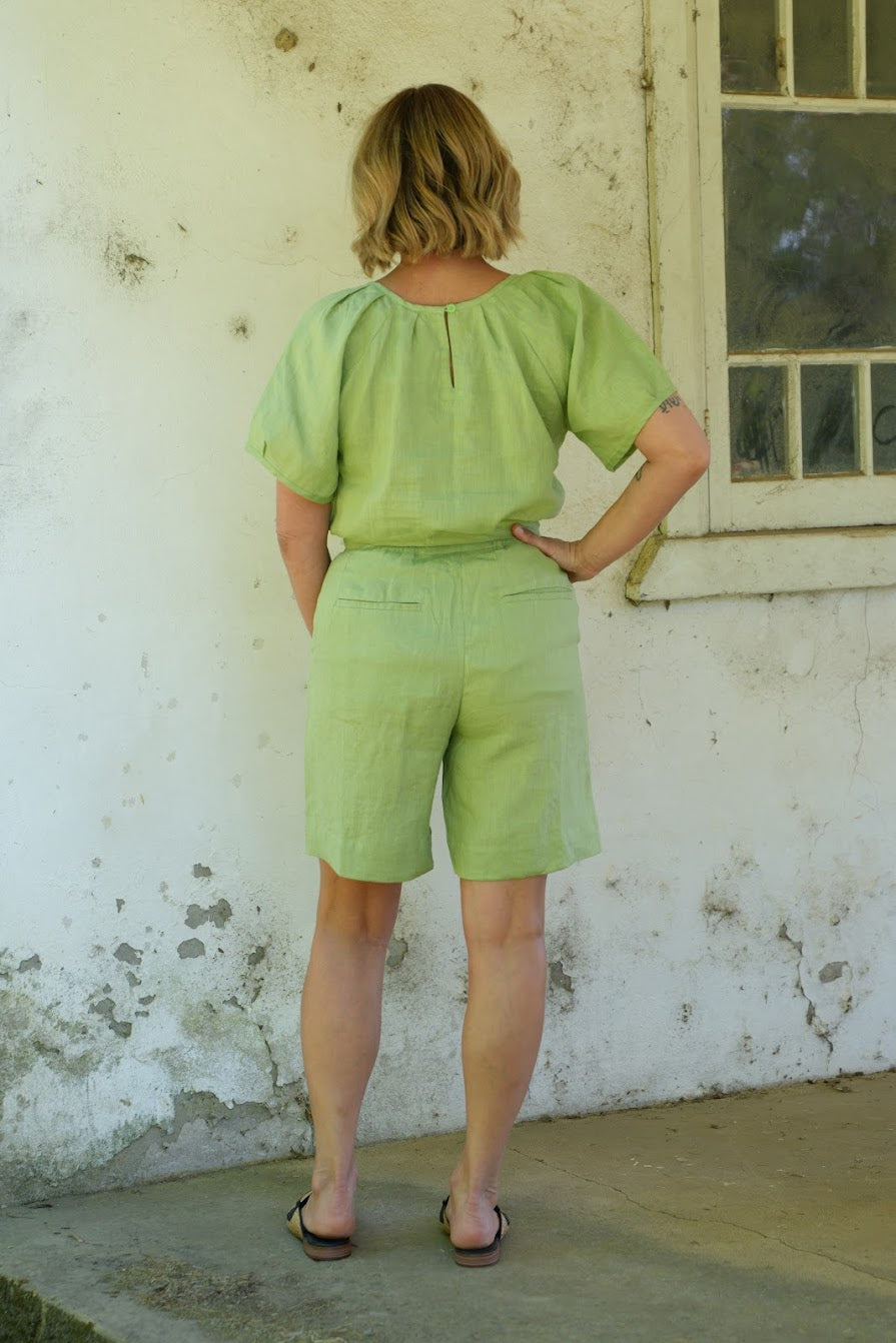 Gracie Linen Shorts - Sage
