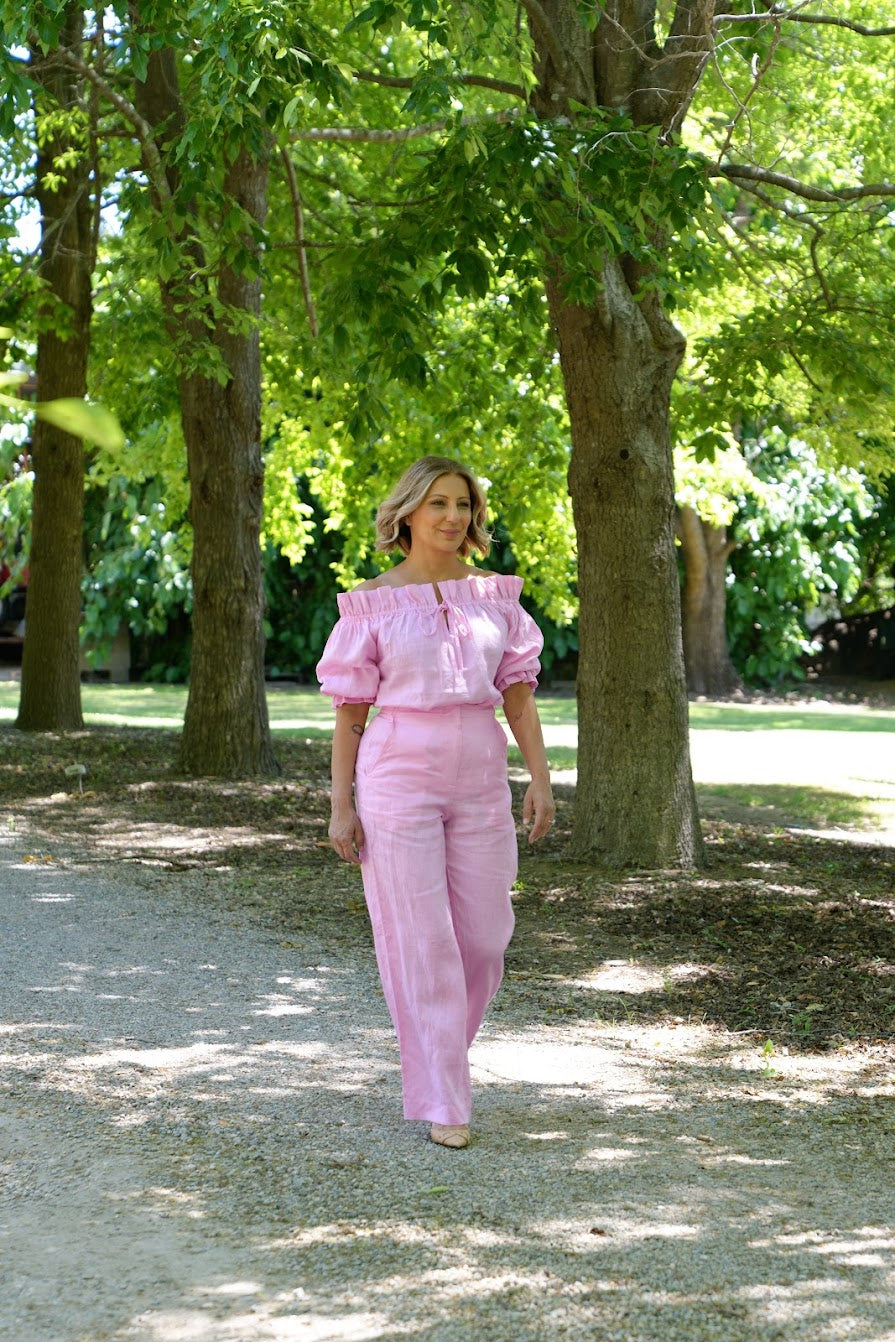 Ginny Linen Pants - Pink