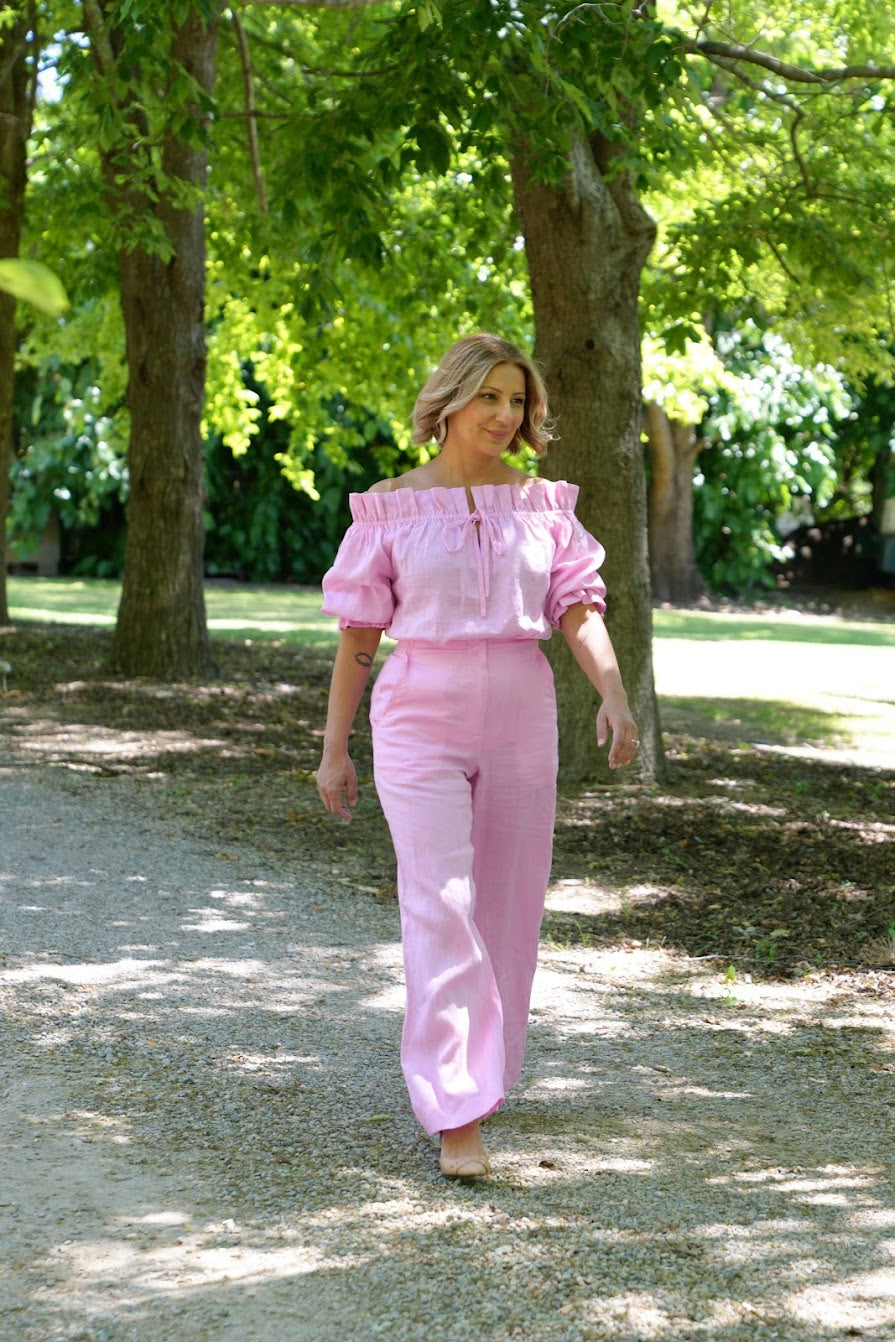 Ginny Linen Pants - Pink