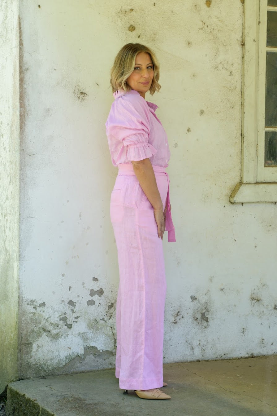 Daisy Linen Top - Pink