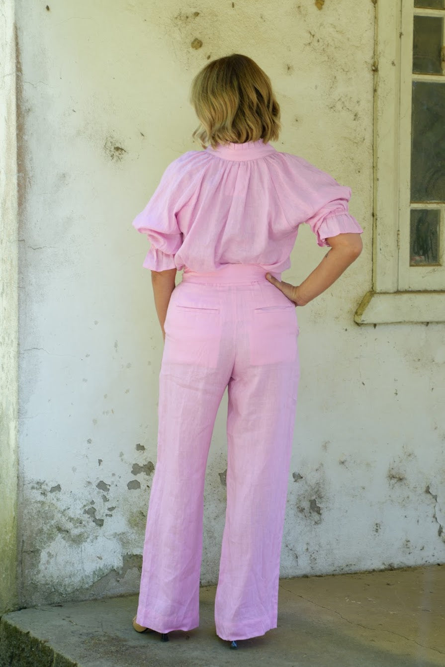 Daisy Linen Top - Pink