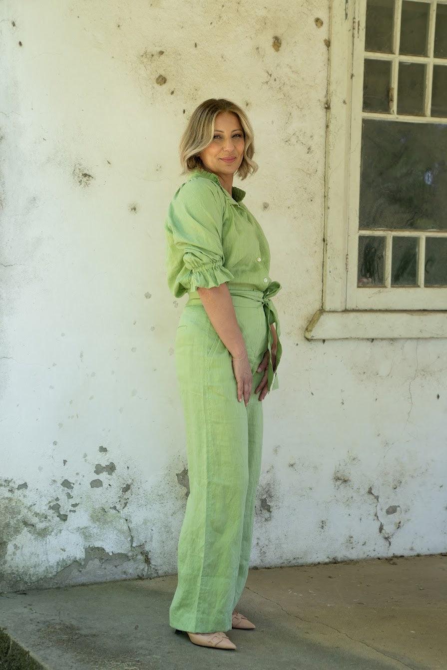 Daisy Linen Top - Sage