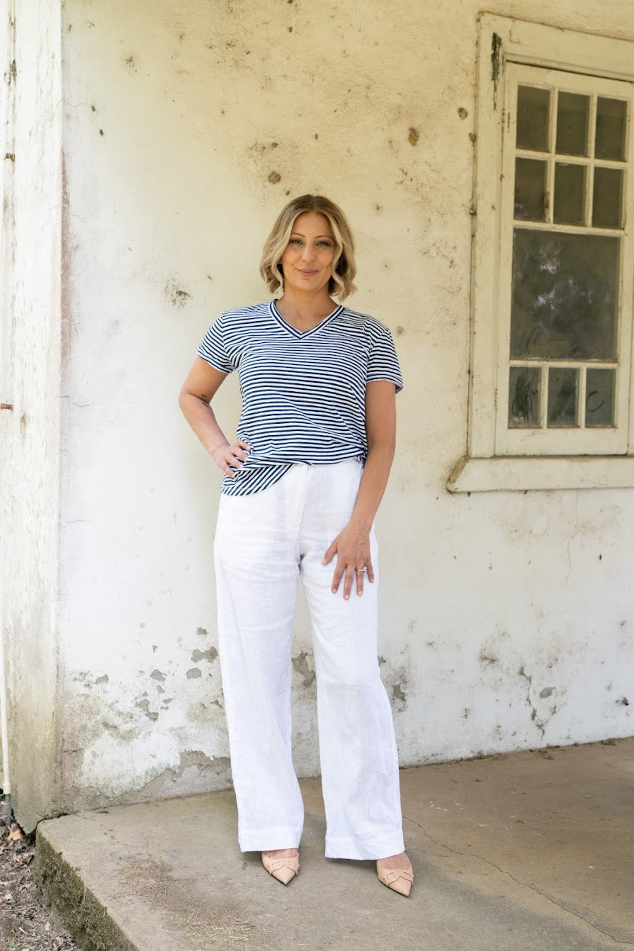 Wanderlust Tee - Navy/White Stripe