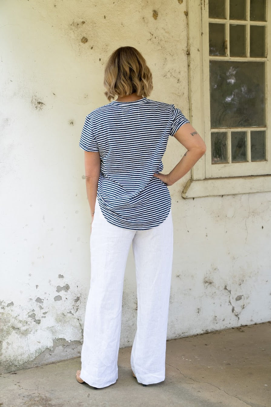 Wanderlust Tee - Navy/White Stripe