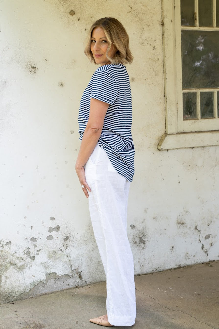 Wanderlust Tee - Navy/White Stripe