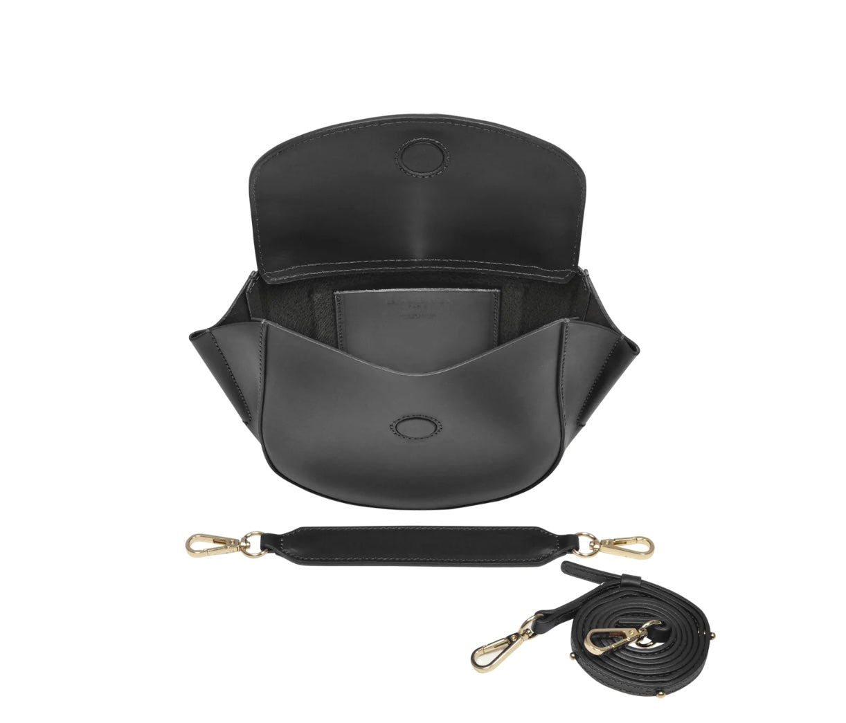 LeParmentier Astorya Leather Mini Bag with Shoulder Strap - Black