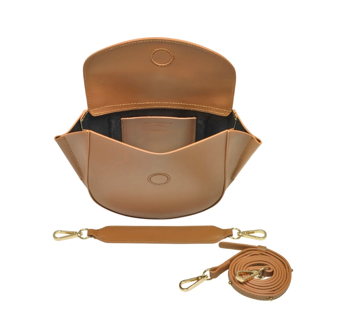 LeParmentier Astorya Leather Mini Bag with Shoulder Strap - Caramel