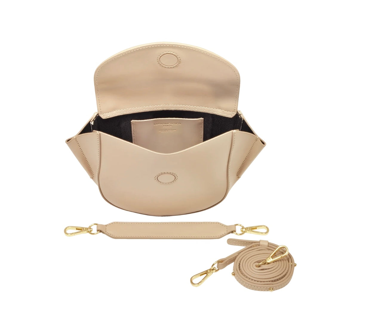 LeParmentier Astorya Leather Mini Bag with Shoulder Strap - Nude