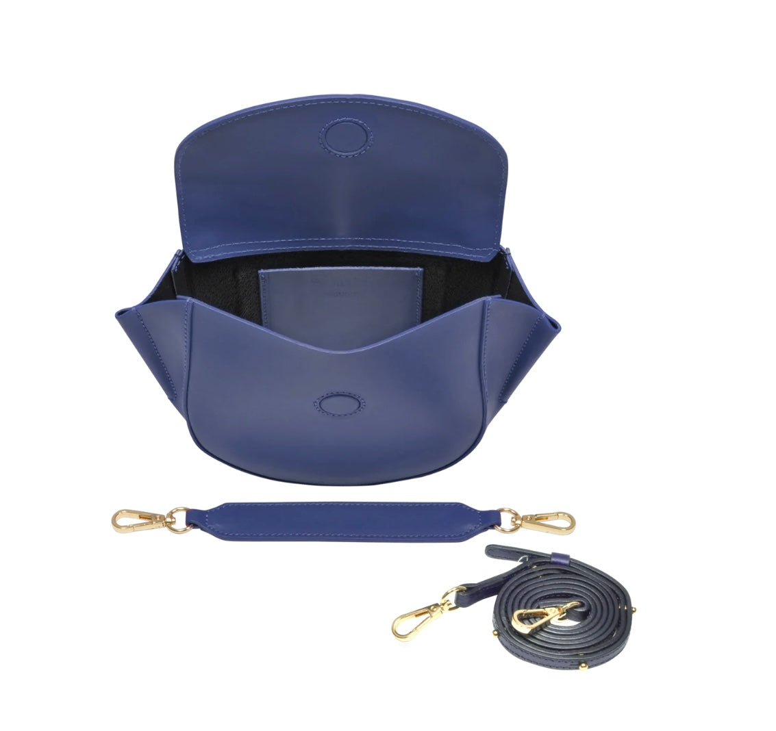 LeParmentier Astorya Leather Mini Bag with Shoulder Strap - Blue