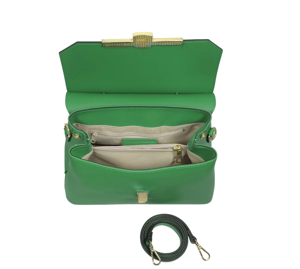 LeParmentier Atlanta Top Handle Satchel Bag w/Shoulder Strap - Grass Green