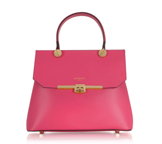 LeParmentier Atlanta Top Handle Satchel Bag w/Shoulder Strap - Fuchsia