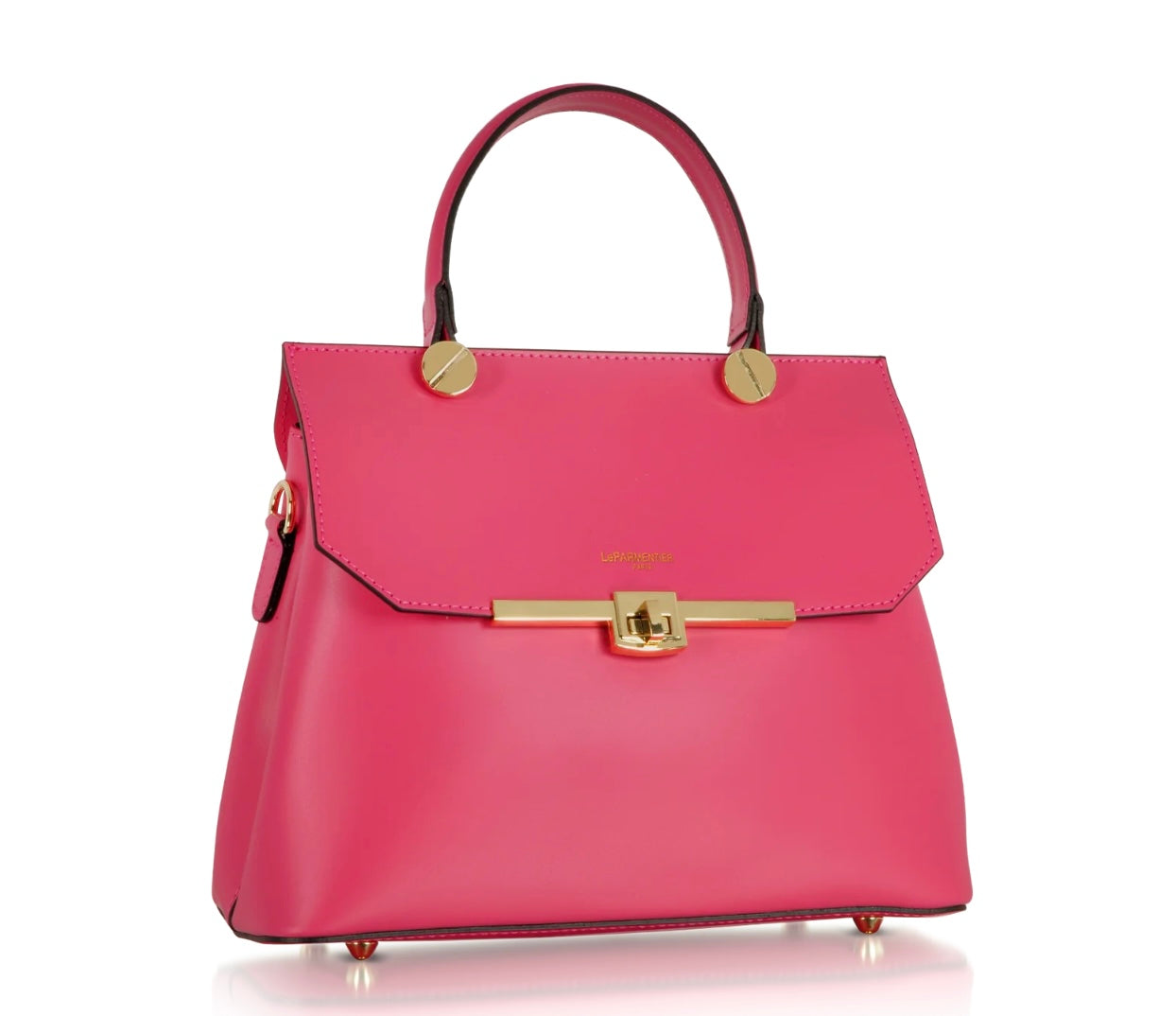 LeParmentier Atlanta Top Handle Satchel Bag w/Shoulder Strap - Fuchsia