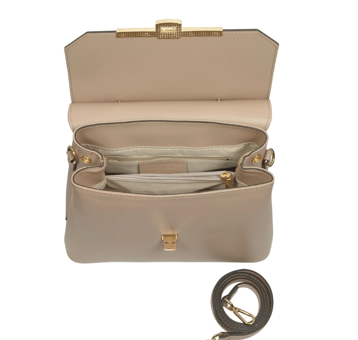 LeParmentier Atlanta Top Handle Satchel Bag w/Shoulder Strap - Nude