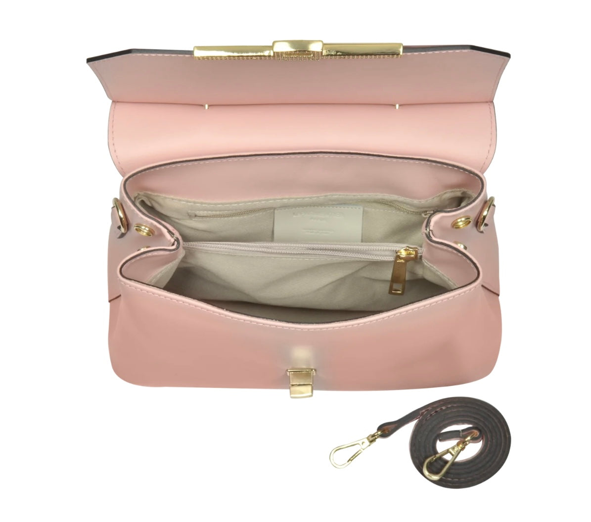 LeParmentier Atlanta Top Handle Satchel Bag w/Shoulder Strap - Candy Pink