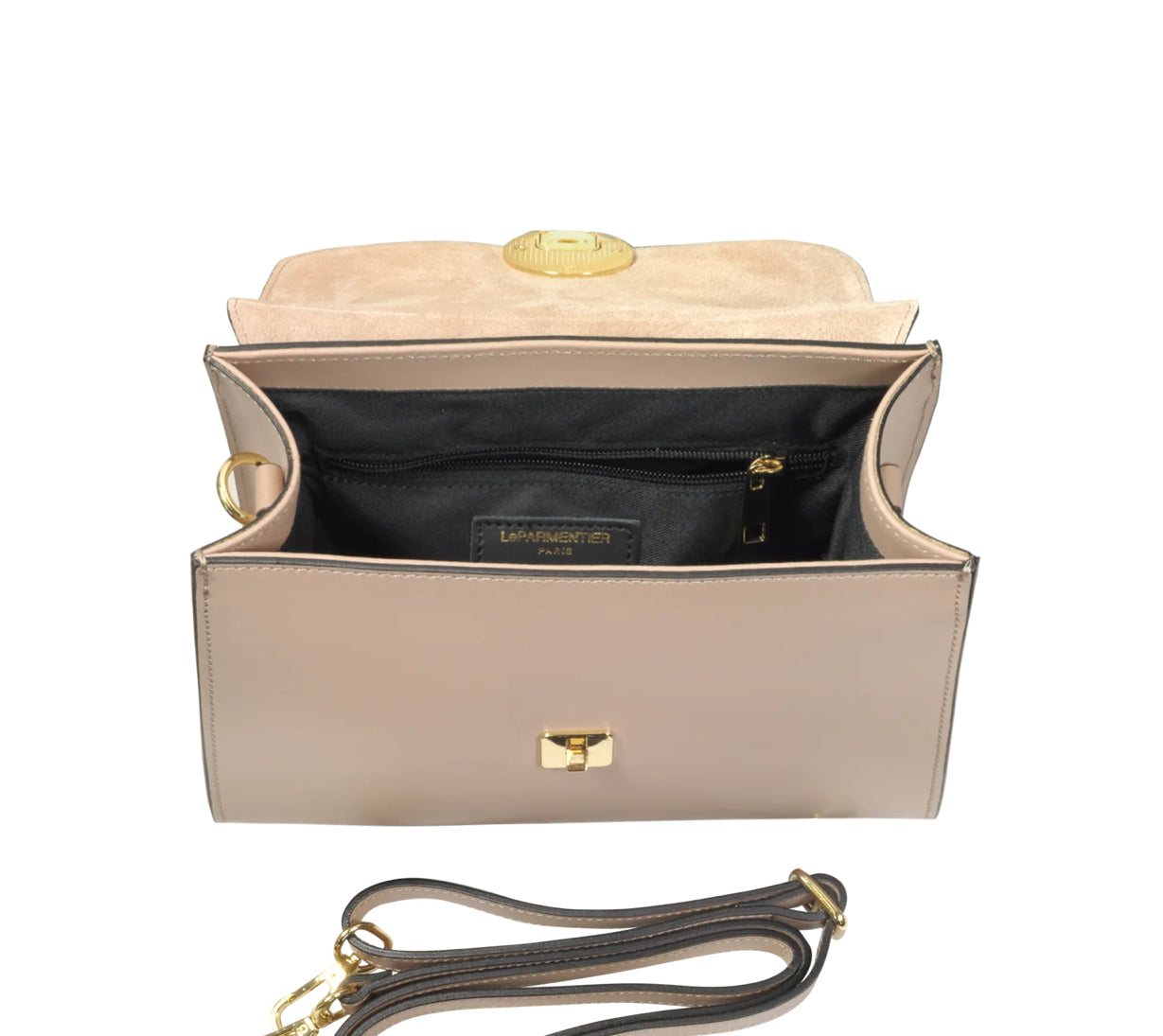 LeParmentier Bombo Top-Handle Satchel Bag with Strap - Nude