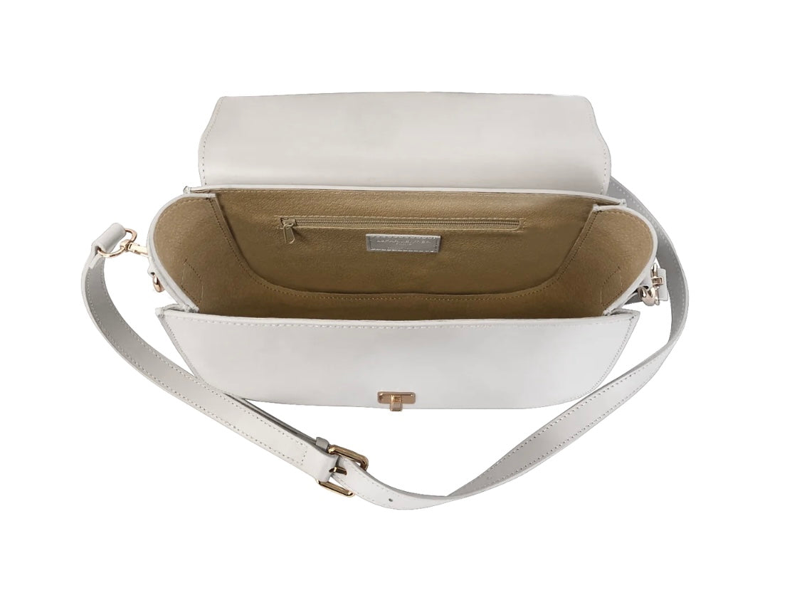 LeParmentier San Pedro Leather Shoulder Bag - White