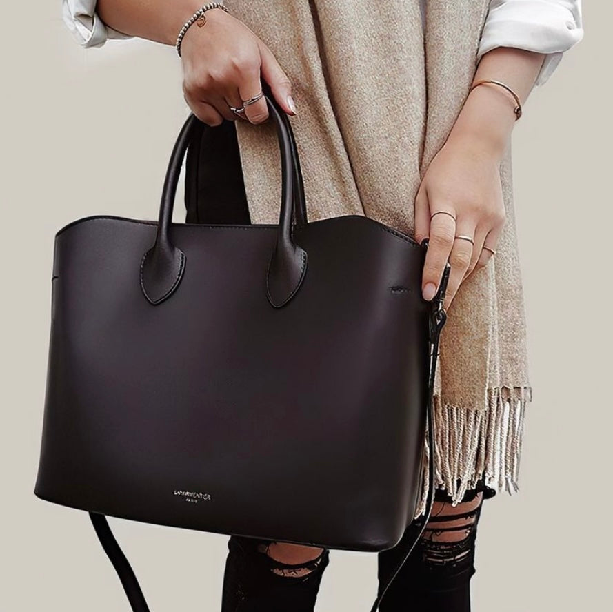 LeParmentier Jackie Leather Tote Bag - Black