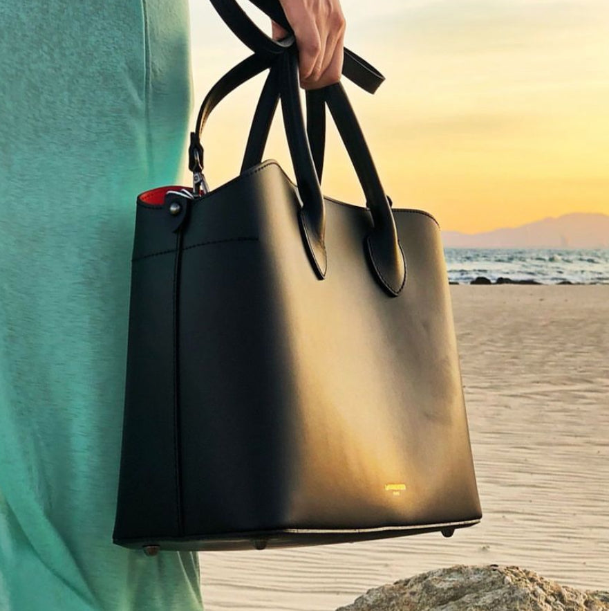 LeParmentier Jackie Leather Tote Bag - Black
