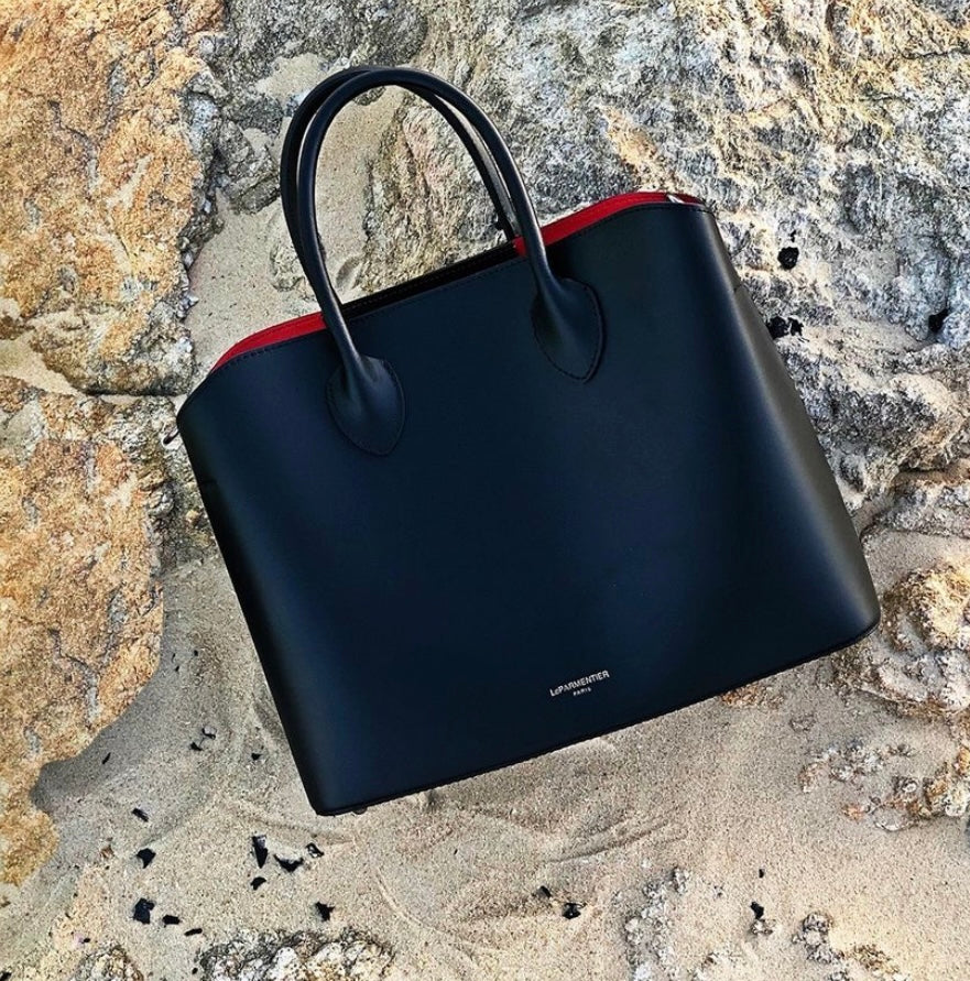 LeParmentier Jackie Leather Tote Bag - Black