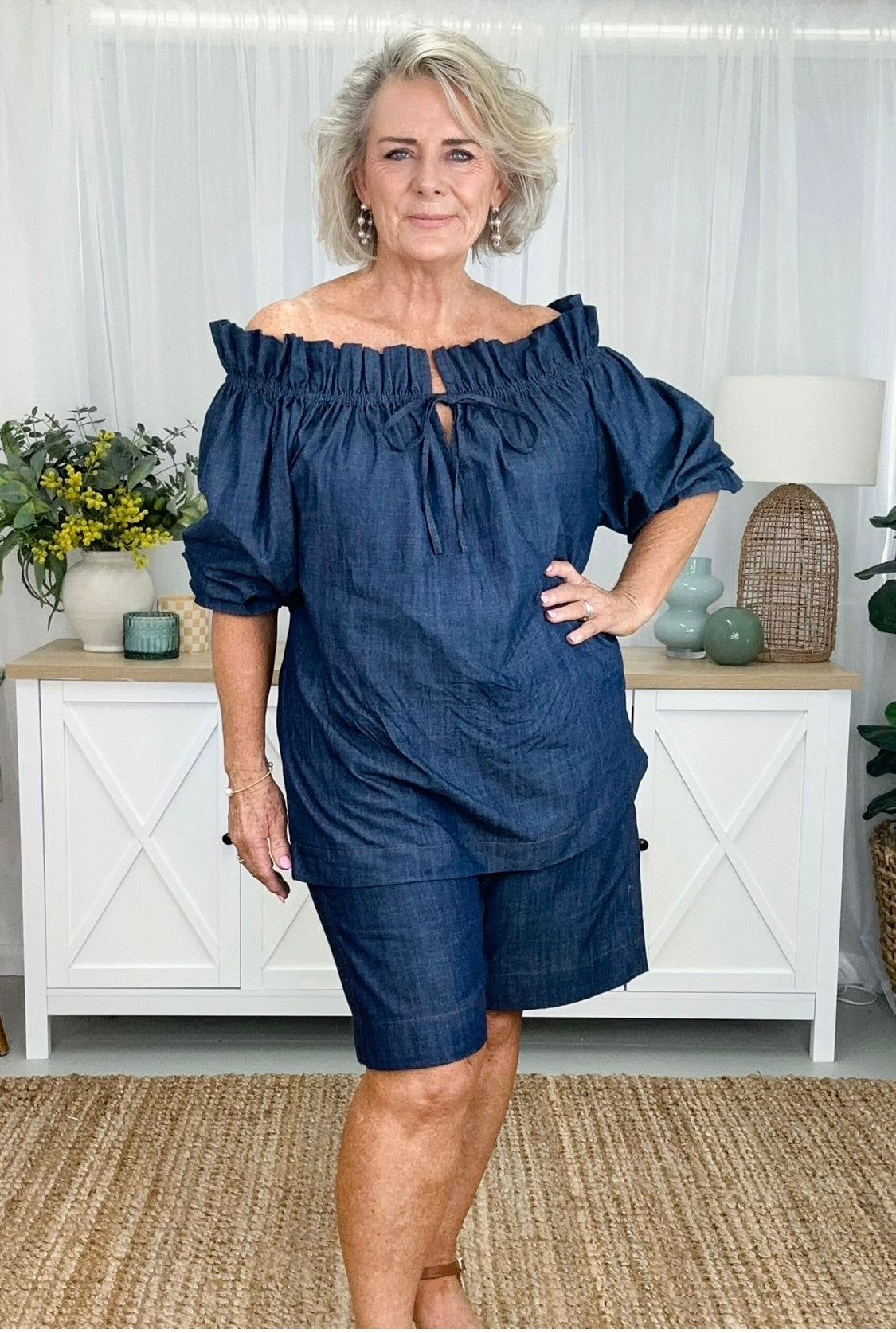 Bella Ruffle Top - Chambray