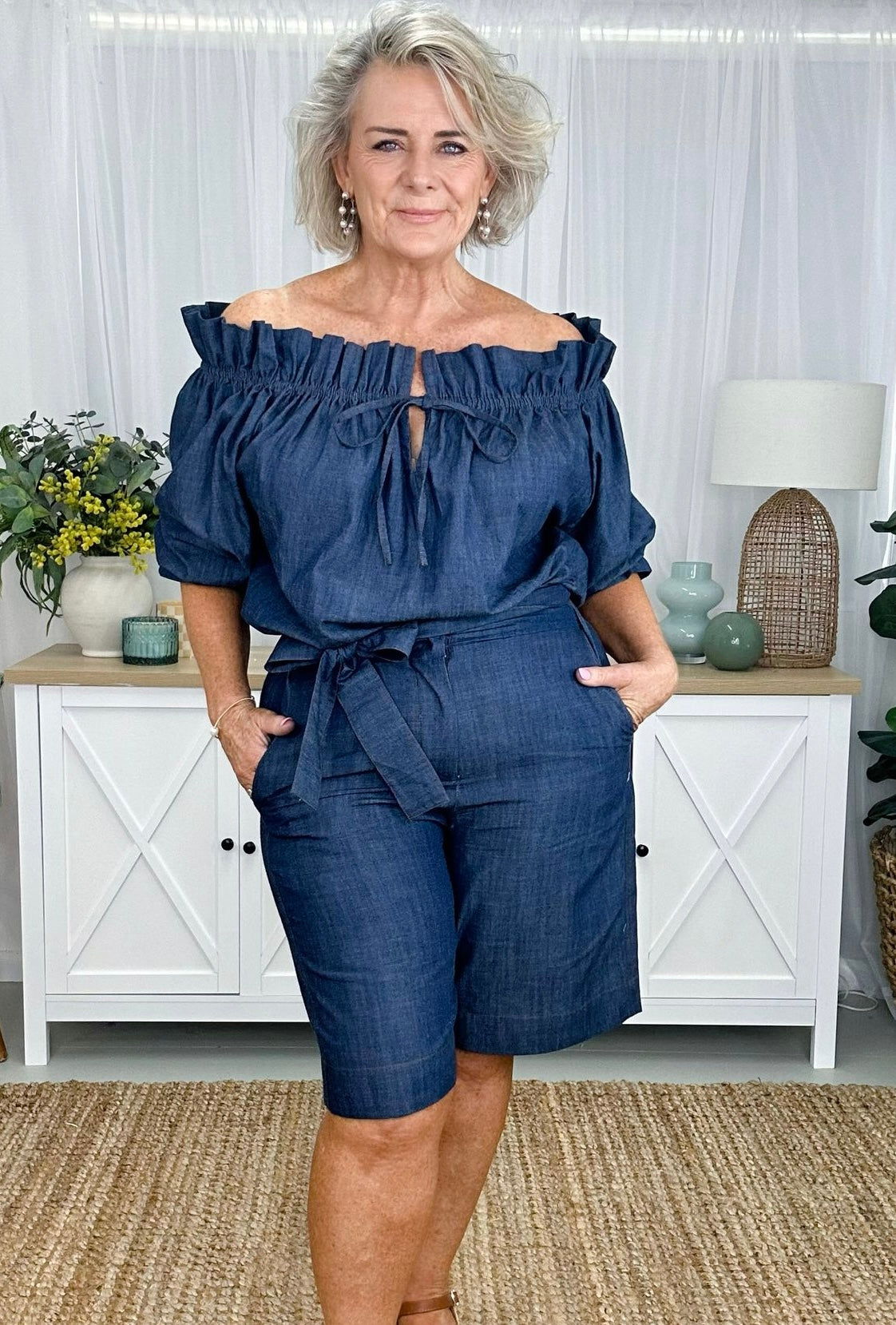 Bella Ruffle Top - Chambray