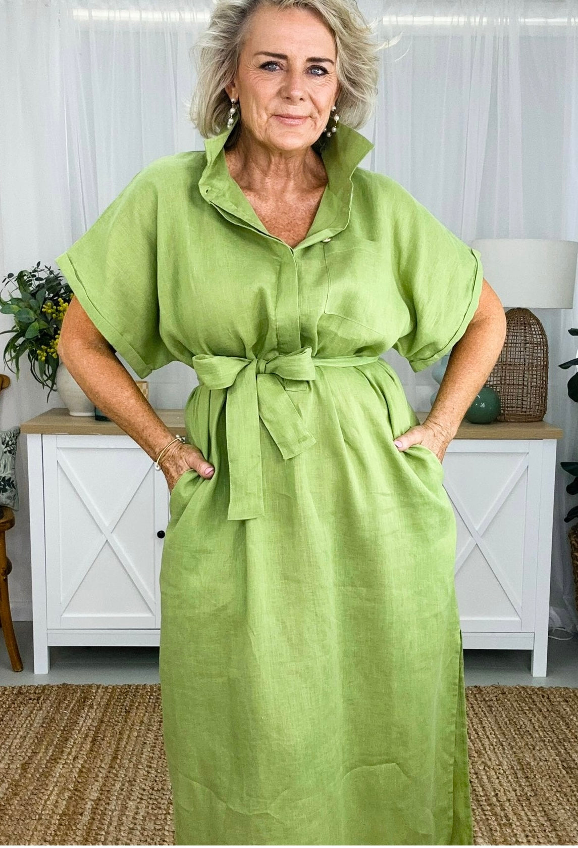 Martha Linen Dress - Sage