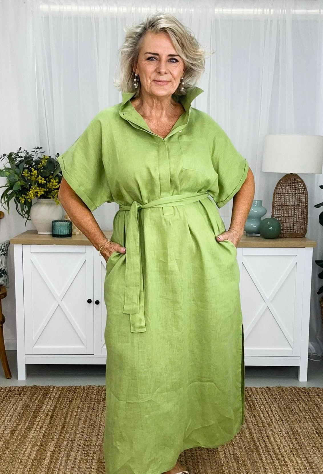 Martha Linen Dress - Sage