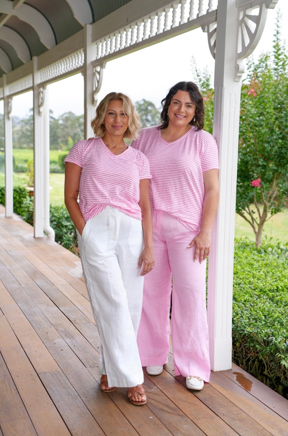 Wanderlust Tee - Pink/White Stripe