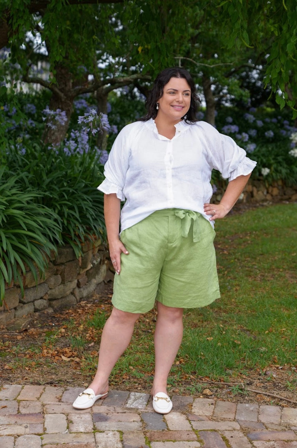 Gracie Linen Shorts - Sage