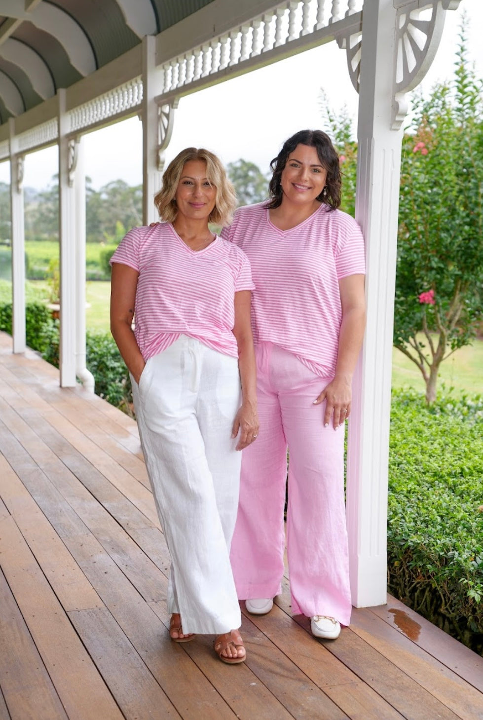 Wanderlust Tee - Pink/White Stripe