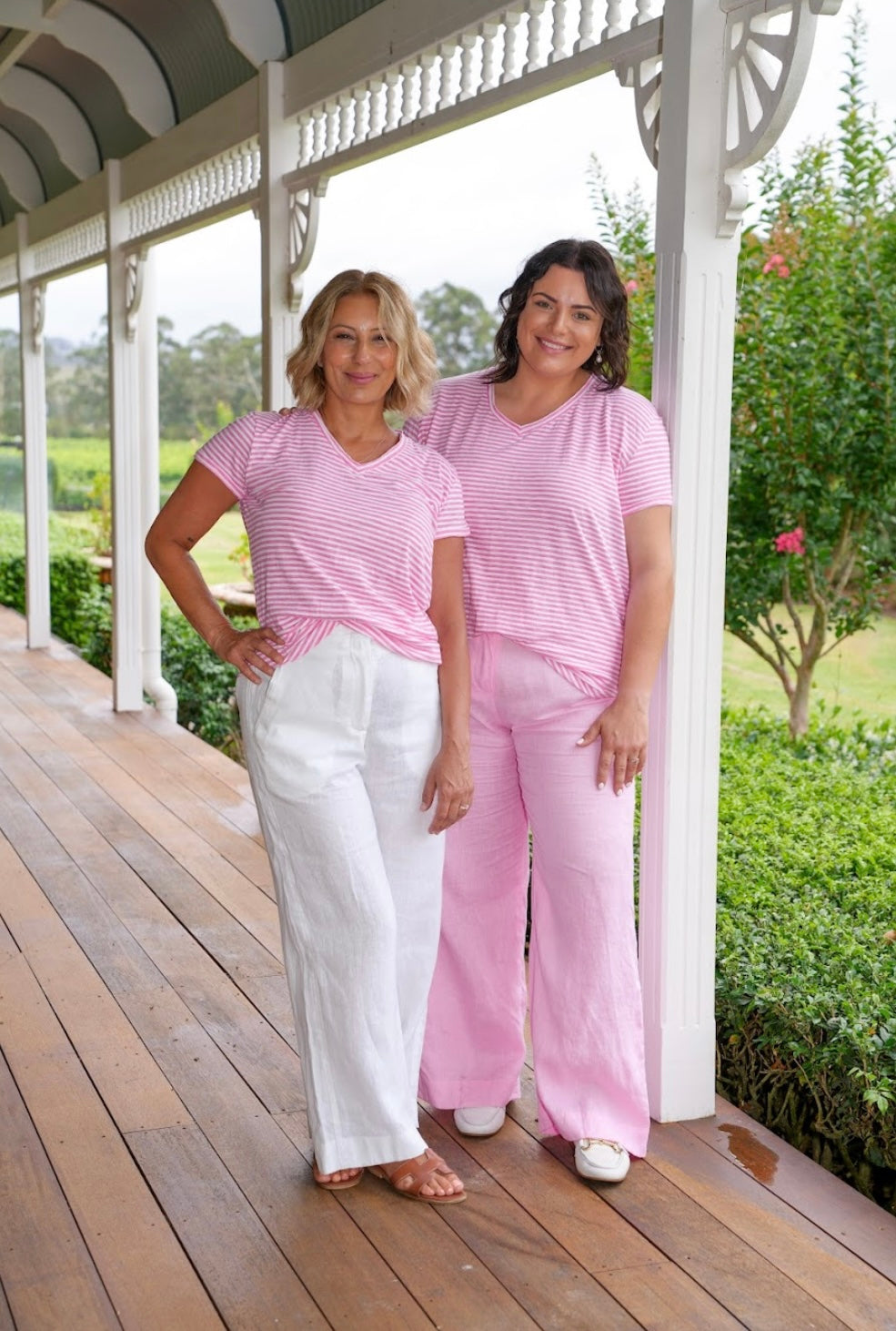 Wanderlust Tee - Pink/White Stripe