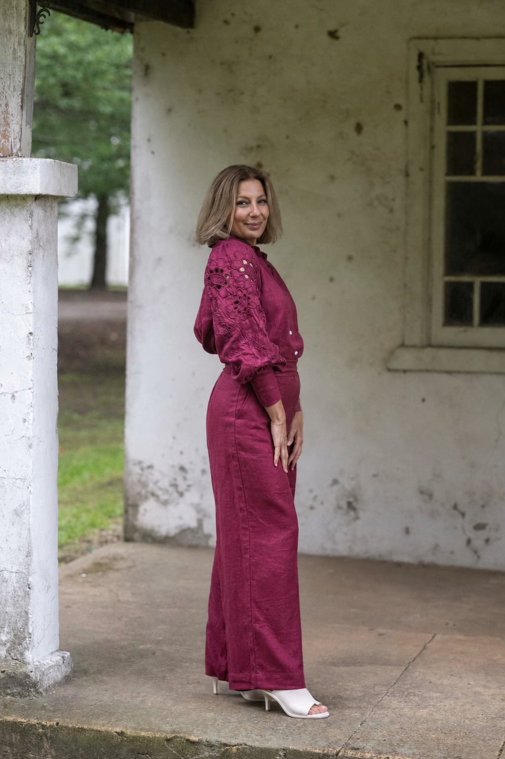Bowie Linen Shirt - Sangria